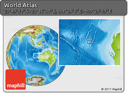 Physical Location Map of the Area around 23° 33' 11" S, 108° 52' 30" E