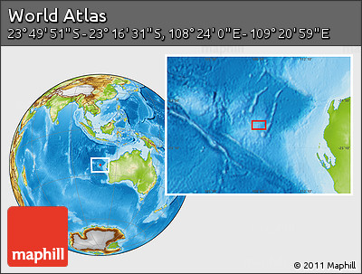 Physical Location Map of the Area around 23° 33' 11" S, 108° 52' 30" E