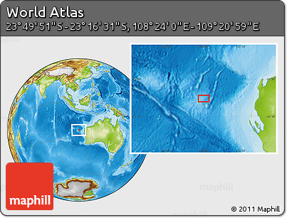 Physical Location Map of the Area around 23° 33' 11" S, 108° 52' 30" E