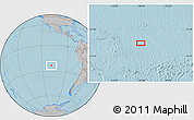 Gray Location Map of the area around 23° 33' 11" S, 108° 43' 29" W, hill shading