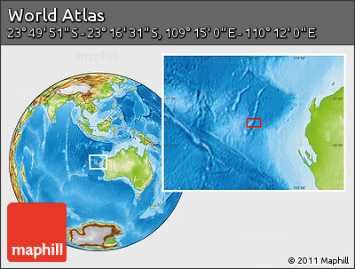 Physical Location Map of the Area around 23° 33' 11" S, 109° 43' 29" E