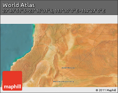 Satellite 3D Map of the Area around 23° 33' 11" S, 113° 58' 29" E