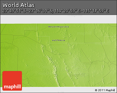 Physical 3D Map of the Area around 23° 33' 11" S, 114° 49' 29" E
