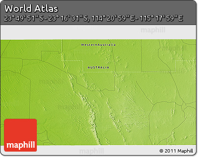 Physical 3D Map of the Area around 23° 33' 11" S, 114° 49' 29" E