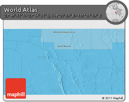 Political 3D Map of the Area around 23° 33' 11" S, 114° 49' 29" E