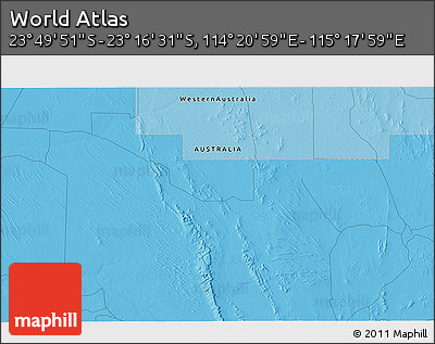 Political 3D Map of the Area around 23° 33' 11" S, 114° 49' 29" E