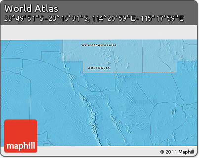 Political 3D Map of the Area around 23° 33' 11" S, 114° 49' 29" E