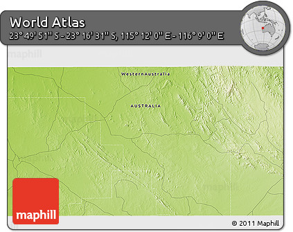Physical 3D Map of the Area around 23° 33' 11" S, 115° 40' 30" E