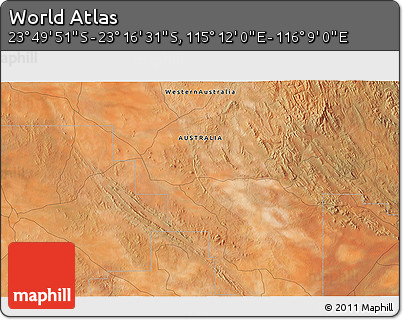 Satellite 3D Map of the Area around 23° 33' 11" S, 115° 40' 30" E