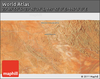 Satellite 3D Map of the Area around 23° 33' 11" S, 115° 40' 30" E