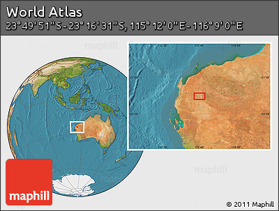 Satellite Location Map of the Area around 23° 33' 11" S, 115° 40' 30" E