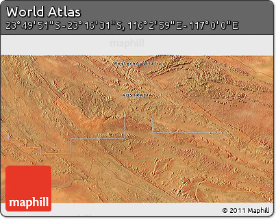 Satellite 3D Map of the Area around 23° 33' 11" S, 116° 31' 30" E