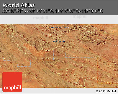 Satellite 3D Map of the Area around 23° 33' 11" S, 116° 31' 30" E