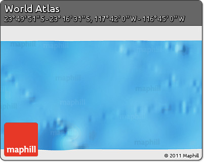 Shaded Relief 3D Map of the Area around 23° 33' 11" S, 117° 13' 29" W