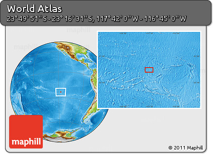 Physical Location Map of the Area around 23° 33' 11" S, 117° 13' 29" W