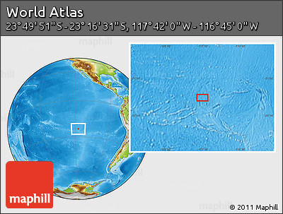 Physical Location Map of the Area around 23° 33' 11" S, 117° 13' 29" W