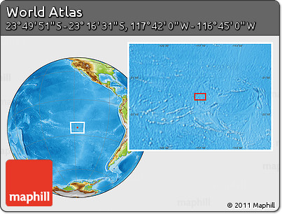 Physical Location Map of the Area around 23° 33' 11" S, 117° 13' 29" W