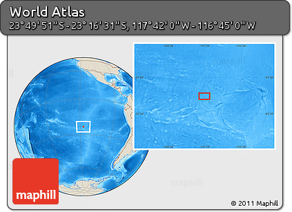 Shaded Relief Location Map of the Area around 23° 33' 11" S, 117° 13' 29" W