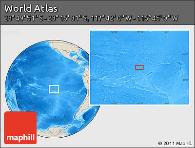 Shaded Relief Location Map of the Area around 23° 33' 11" S, 117° 13' 29" W