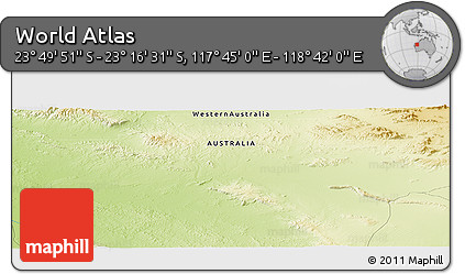 Physical Panoramic Map of the Area around 23° 33' 11" S, 118° 13' 29" E