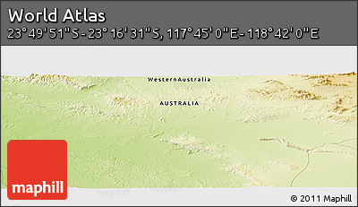 Physical Panoramic Map of the Area around 23° 33' 11" S, 118° 13' 29" E