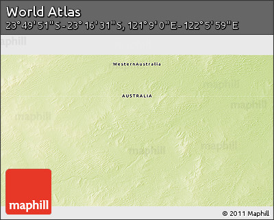 Physical 3D Map of the Area around 23° 33' 11" S, 121° 37' 30" E