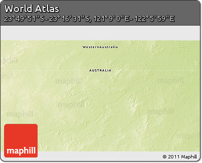 Physical 3D Map of the Area around 23° 33' 11" S, 121° 37' 30" E