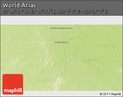 Physical 3D Map of the Area around 23° 33' 11" S, 122° 28' 29" E
