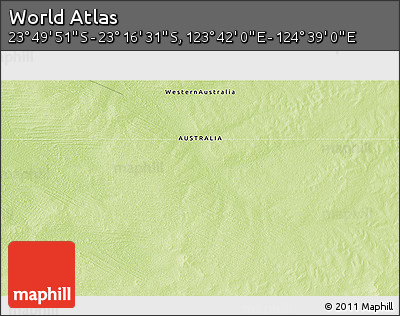 Physical 3D Map of the Area around 23° 33' 11" S, 124° 10' 30" E