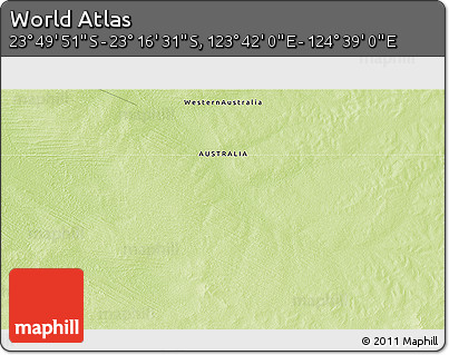 Physical 3D Map of the Area around 23° 33' 11" S, 124° 10' 30" E