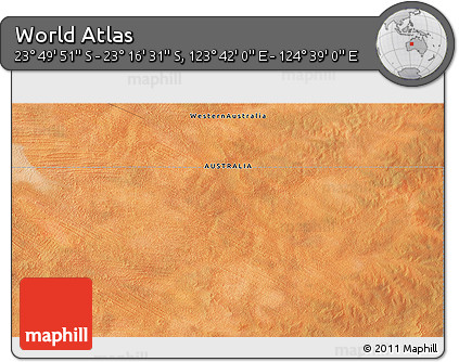Satellite 3D Map of the Area around 23° 33' 11" S, 124° 10' 30" E
