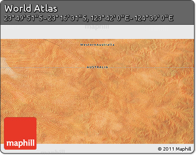 Satellite 3D Map of the Area around 23° 33' 11" S, 124° 10' 30" E