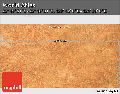 Satellite 3D Map of the Area around 23° 33' 11" S, 124° 10' 30" E