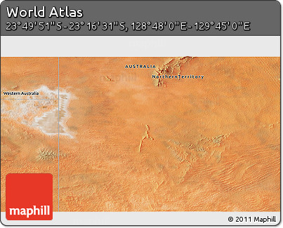 Satellite 3D Map of the Area around 23° 33' 11" S, 129° 16' 30" E