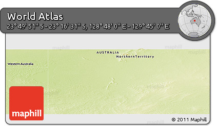 Physical Panoramic Map of the Area around 23° 33' 11" S, 129° 16' 30" E