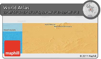 Political Panoramic Map of the Area around 23° 33' 11" S, 129° 16' 30" E