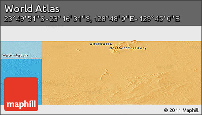 Political Panoramic Map of the Area around 23° 33' 11" S, 129° 16' 30" E