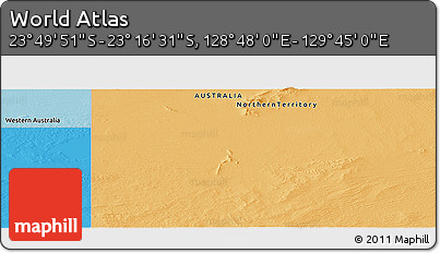 Political Panoramic Map of the Area around 23° 33' 11" S, 129° 16' 30" E