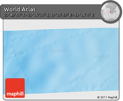 Physical 3D Map of the Area around 23° 33' 11" S, 12° 49' 29" E