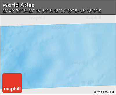 Physical 3D Map of the Area around 23° 33' 11" S, 12° 49' 29" E
