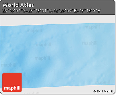 Physical 3D Map of the Area around 23° 33' 11" S, 12° 49' 29" E