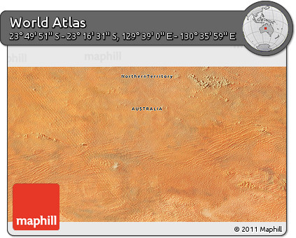 Satellite 3D Map of the Area around 23° 33' 11" S, 130° 7' 30" E