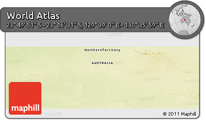 Physical Panoramic Map of the Area around 23° 33' 11" S, 130° 7' 30" E