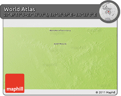 Physical 3D Map of the Area around 23° 33' 11" S, 136° 4' 29" E