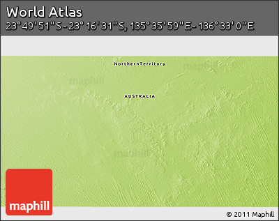 Physical 3D Map of the Area around 23° 33' 11" S, 136° 4' 29" E