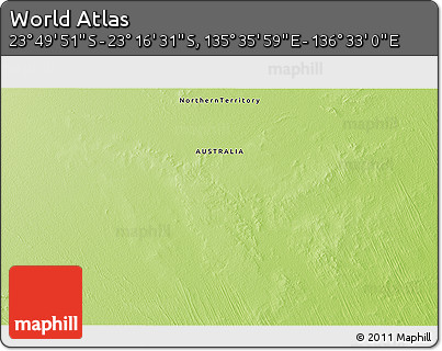 Physical 3D Map of the Area around 23° 33' 11" S, 136° 4' 29" E