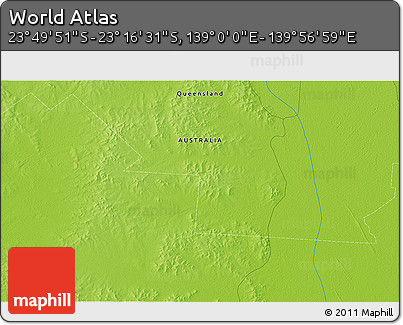 Physical 3D Map of the Area around 23° 33' 11" S, 139° 28' 29" E
