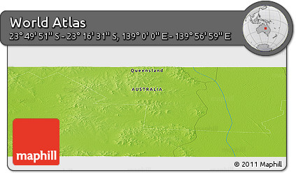 Physical Panoramic Map of the Area around 23° 33' 11" S, 139° 28' 29" E