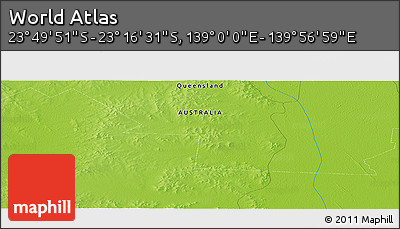 Physical Panoramic Map of the Area around 23° 33' 11" S, 139° 28' 29" E