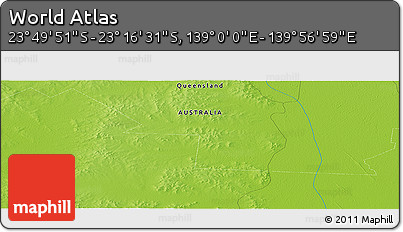 Physical Panoramic Map of the Area around 23° 33' 11" S, 139° 28' 29" E